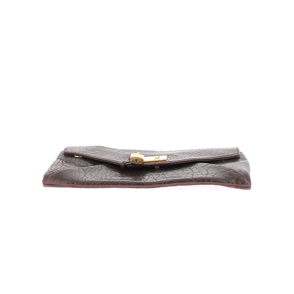 Pochette en cuir marron