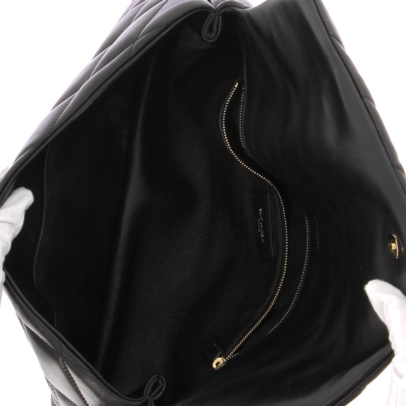 Pochette Sade en cuir matelassé noir