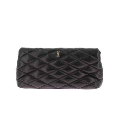 Pochette Sade en cuir matelassé noir