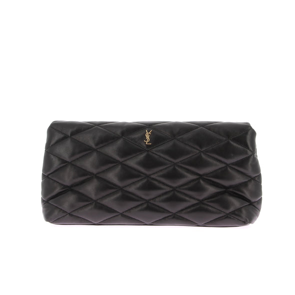 Pochette Sade en cuir matelassé noir