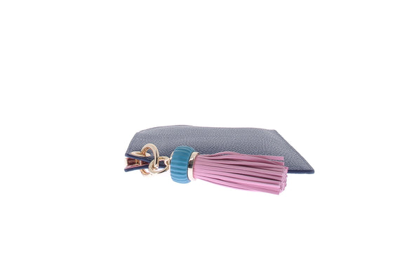 Pochette marine en cuir grainé