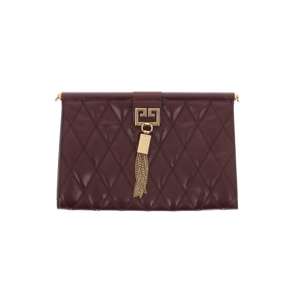 Pochette en cuir bordeaux