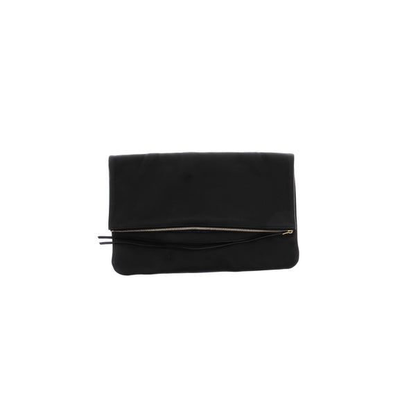 Pochette en cuir noir et cercle indigo