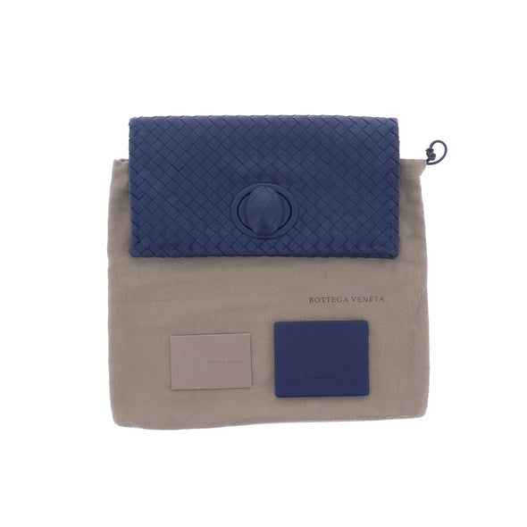 Pochette tressée bleue "Intrecciato"
