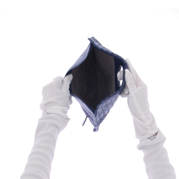 Pochette tressée bleue "Intrecciato"