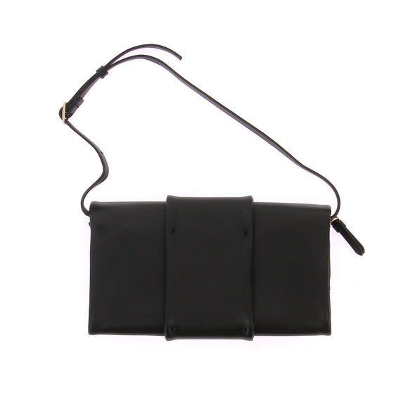 Sac porté épaule en cuir noir "Flip"