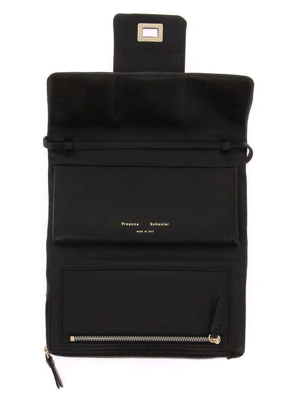 Sac porté épaule en cuir noir "Flip"