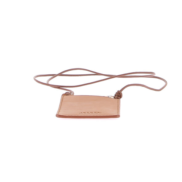 Porte carte en cuir camel