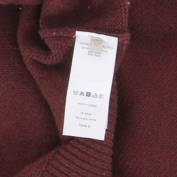 Pull à col roulé bordeaux en laine