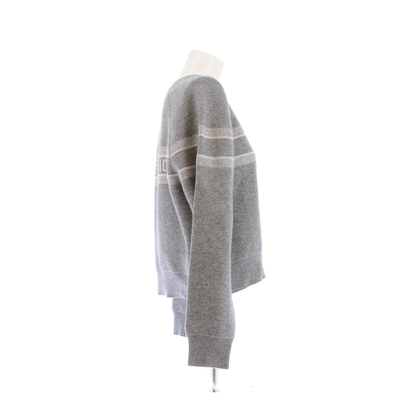 Pull réversible oblique en cachemire gris
