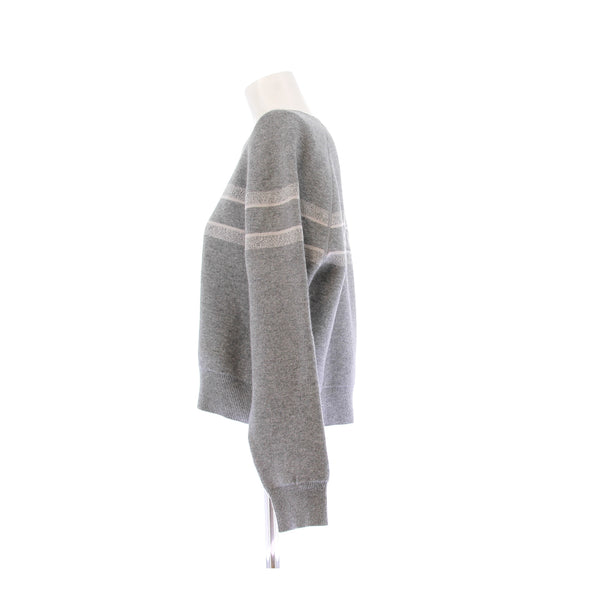 Pull réversible oblique en cachemire gris