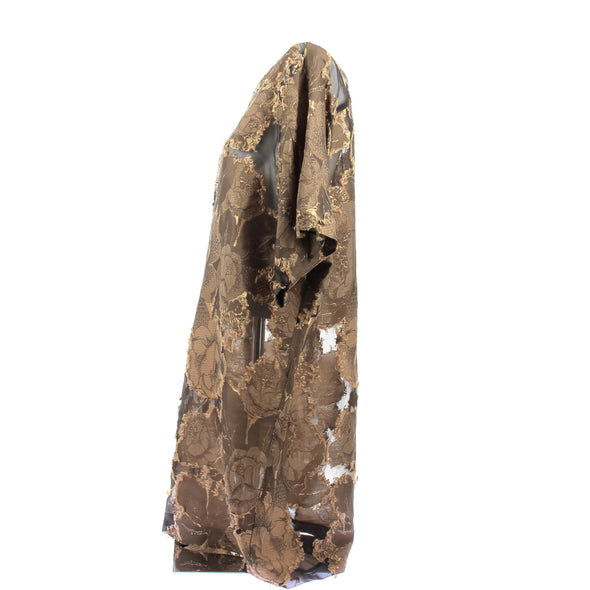 Robe bi-matière marron