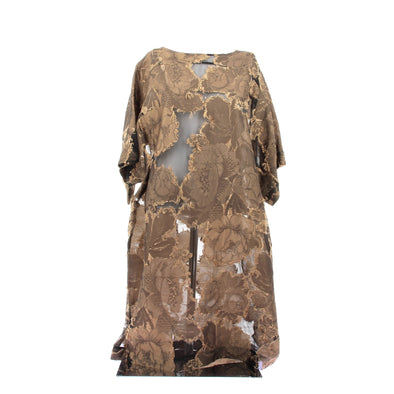 Robe bi-matière marron