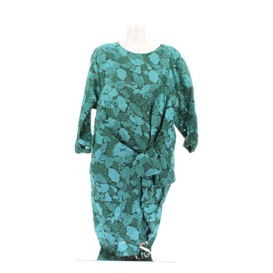 Robe bleue verte en soie