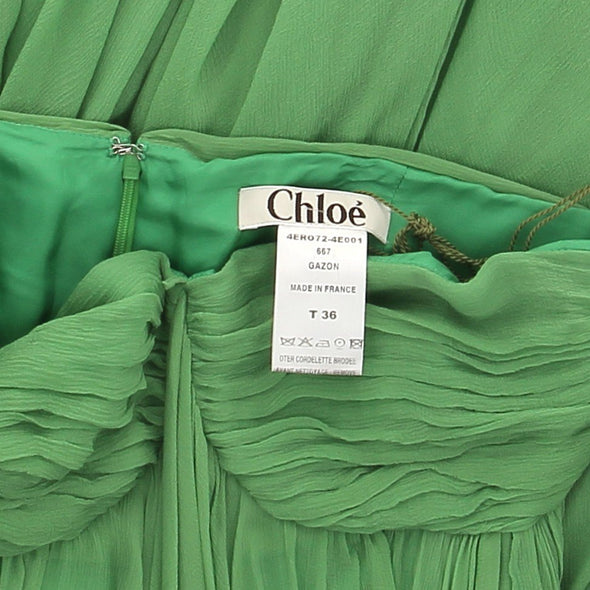 Robe bustier verte en soie