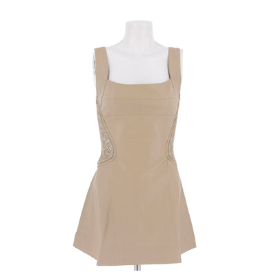 Robe en cuir beige