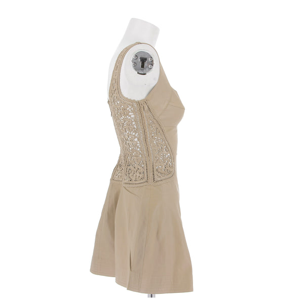 Robe en cuir beige