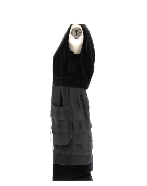 Robe en soie et velours