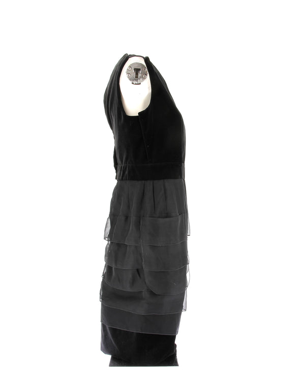 Robe en soie et velours