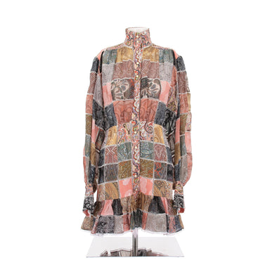 Robe en mélange de lin et de soie