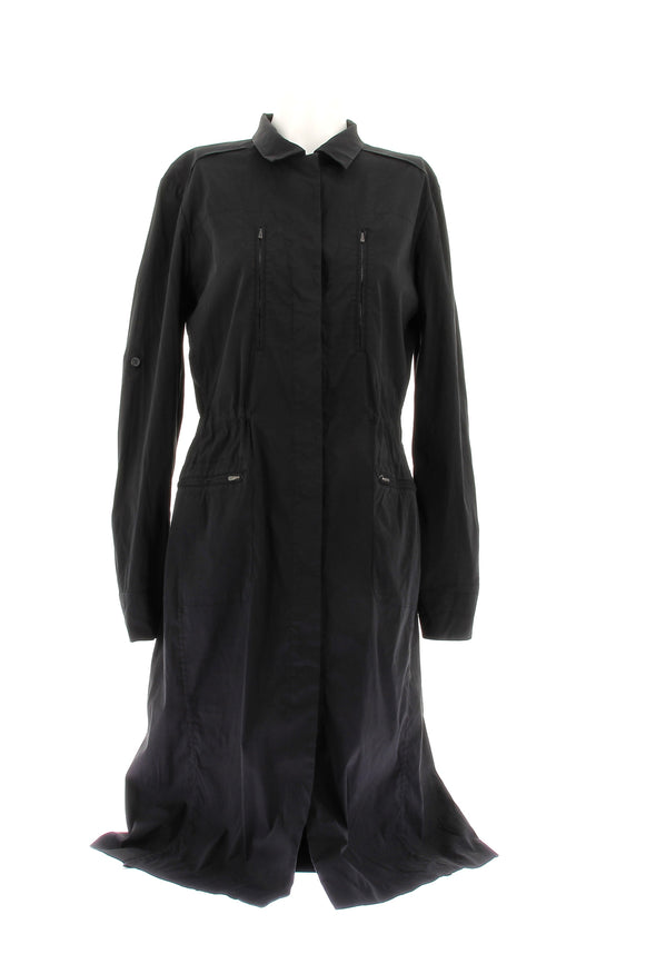 Robe chemise noire à manches longues