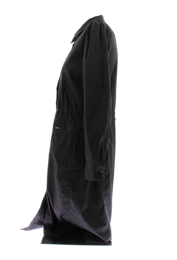 Robe chemise noire à manches longues