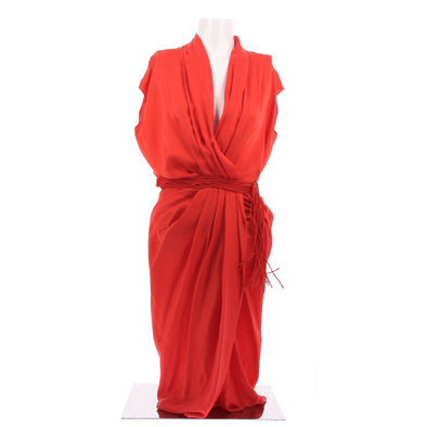 Robe en soie rouge