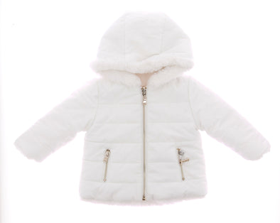 Doudoune réversible en fourrure blanche pour bébé