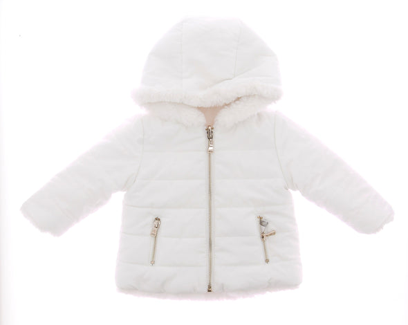Doudoune réversible en fourrure blanche pour bébé