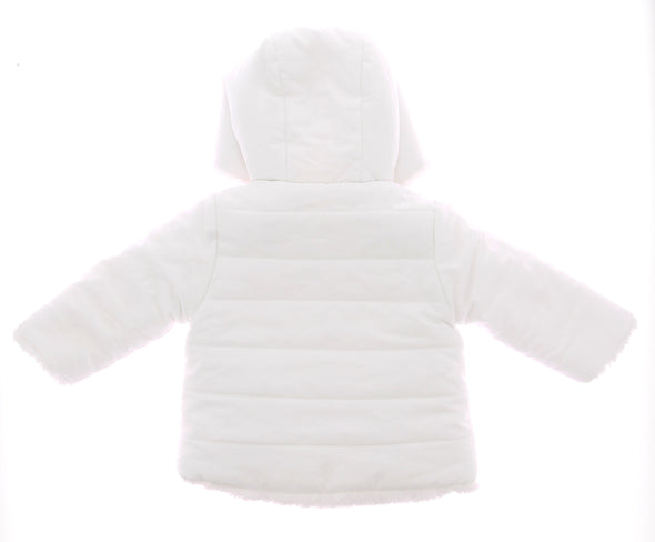 Doudoune réversible en fourrure blanche pour bébé