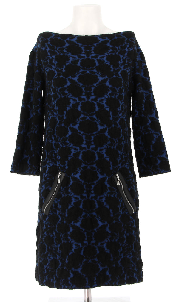 Robe bleu marine et noir à imprimé