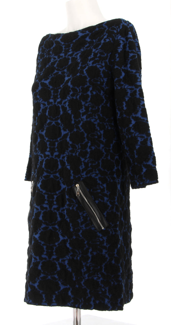 Robe bleu marine et noir à imprimé