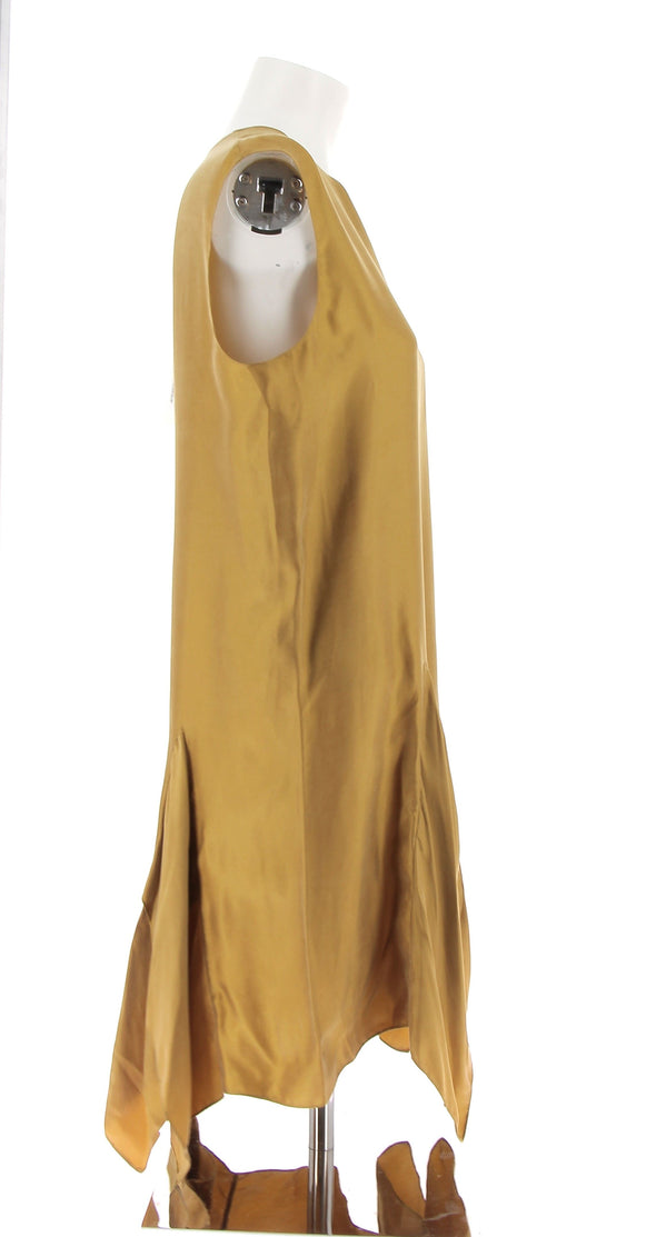 Robe droite jaune satinée