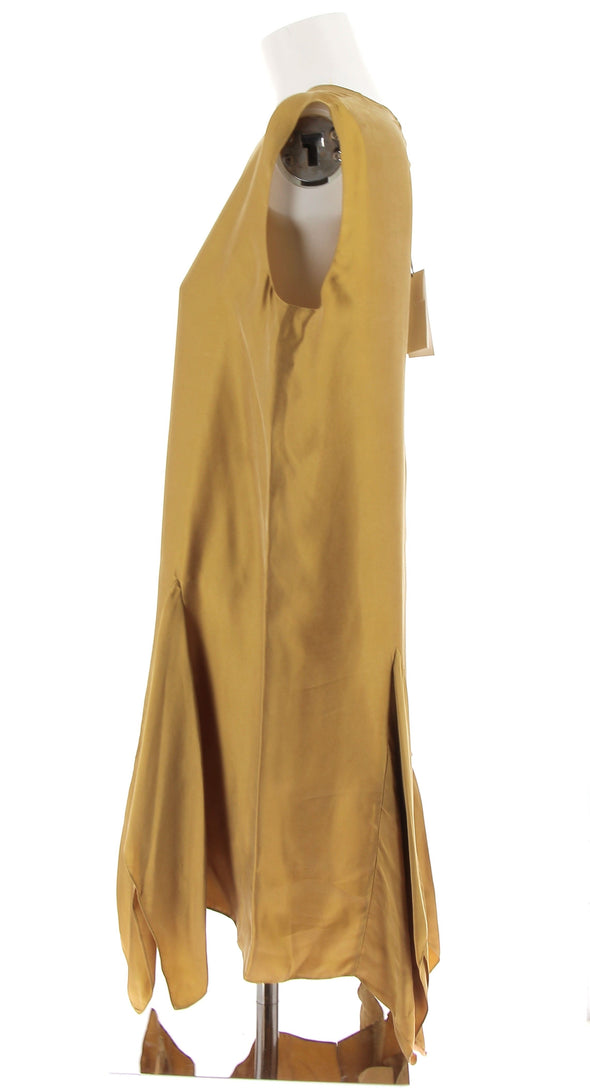 Robe droite jaune satinée