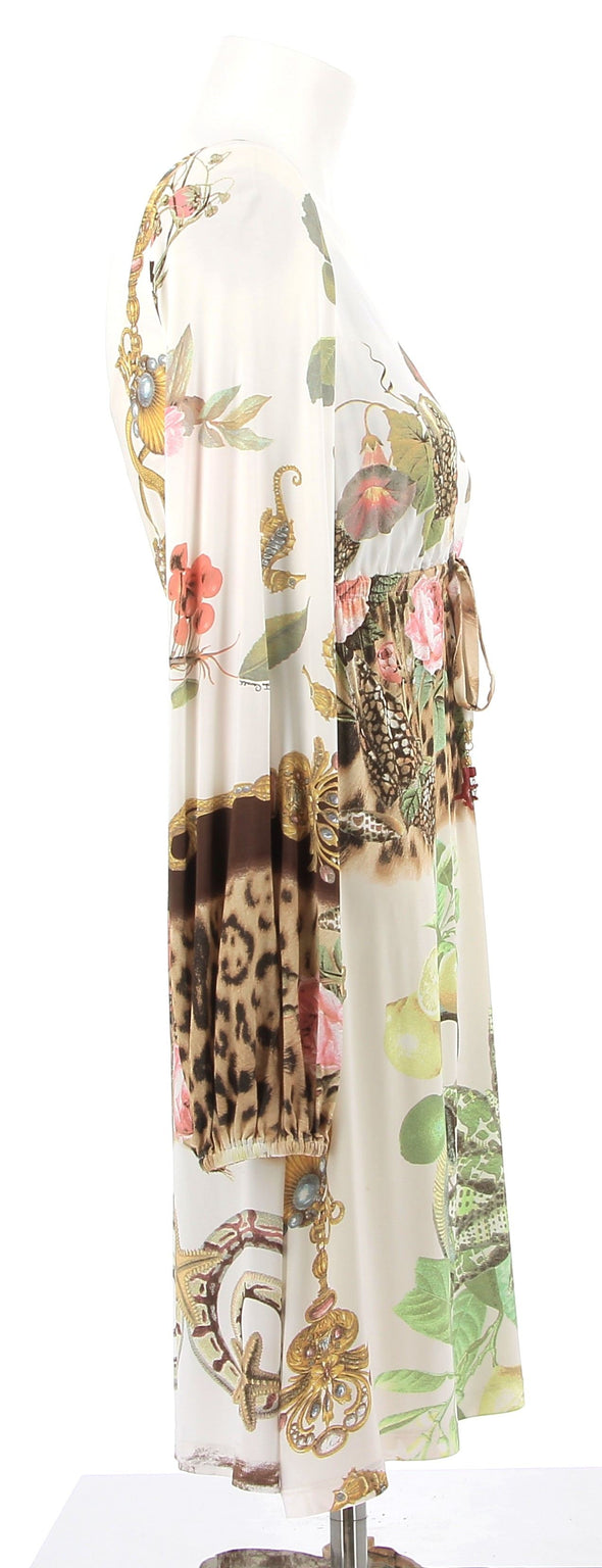 Robe imprimée léopard et fleurs