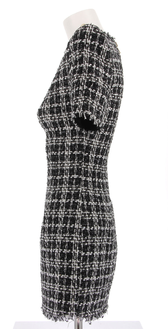 Robe en tweed noir et blanc