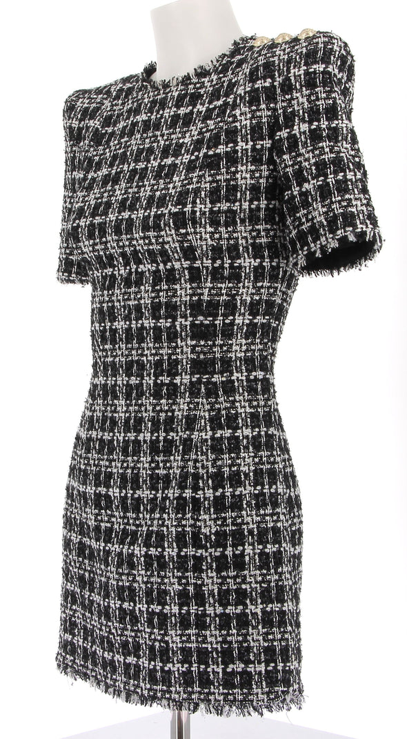 Robe en tweed noir et blanc