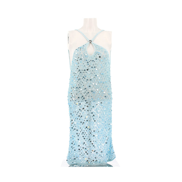 Robe en crochet et sequins