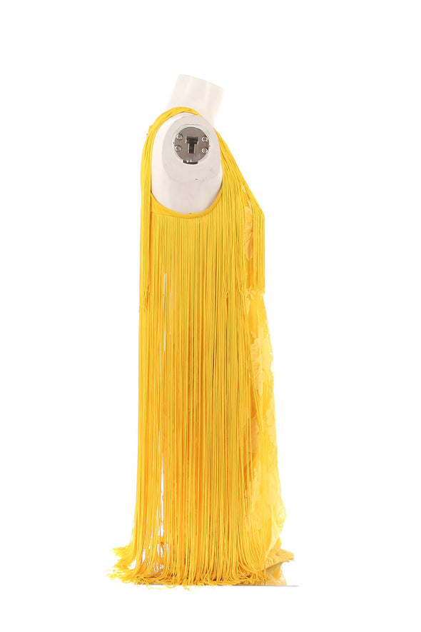 Robe jaune à franges