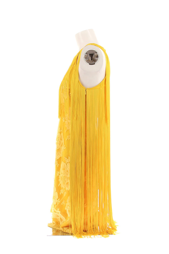 Robe jaune à franges