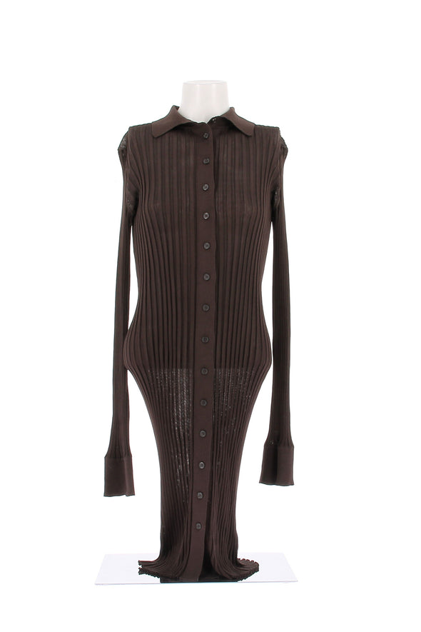 Robe en soie marron