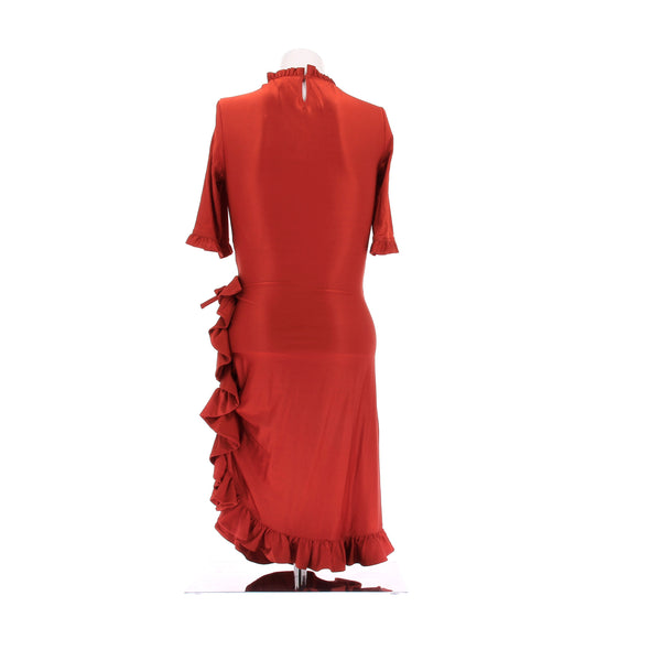 Robe rouge brique à volants