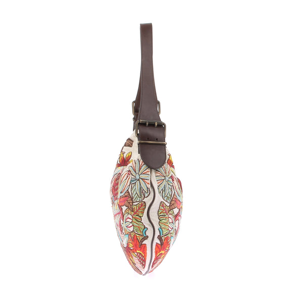 Sac porté épaule à broderies florales