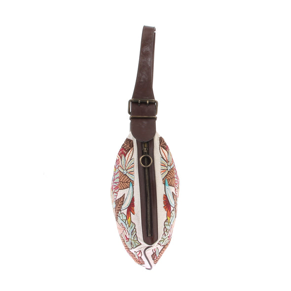 Sac porté épaule à broderies florales