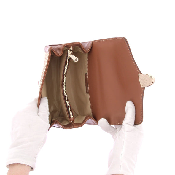 Sac "Midi Mayfair" en raffia et cuir camel