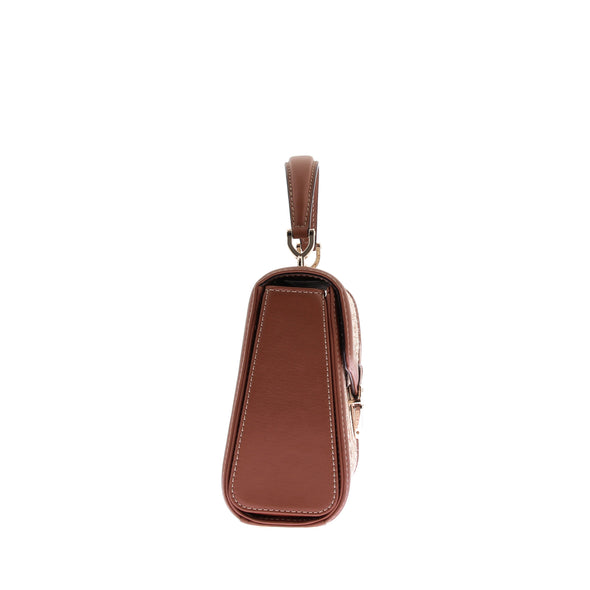 Sac "Midi Mayfair" en raffia et cuir camel