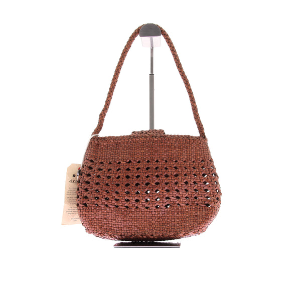 Sac "Amoria" marron en cuir tressé