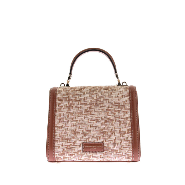 Sac "Midi Mayfair" en raffia et cuir camel