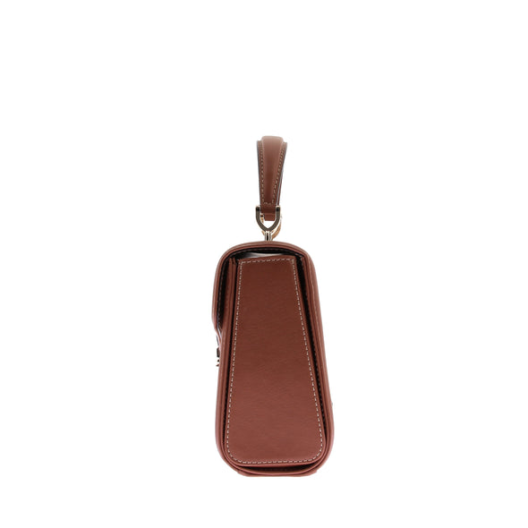 Sac "Midi Mayfair" en raffia et cuir camel
