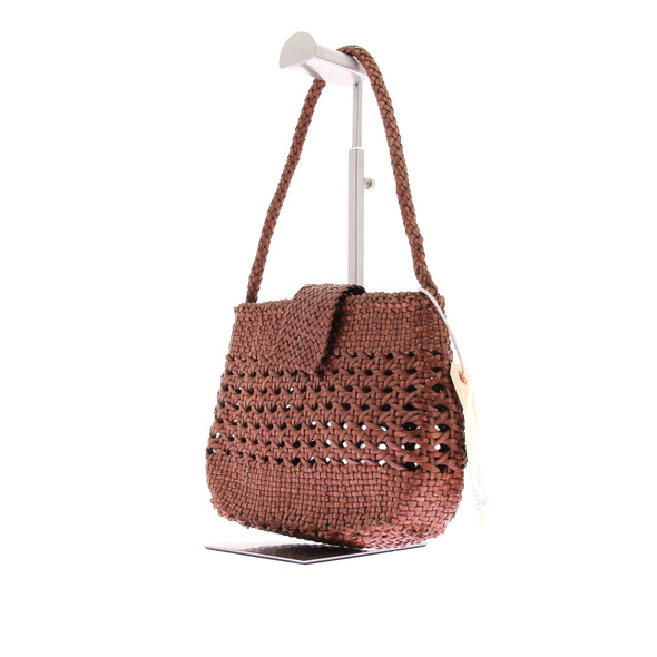 Sac "Amoria" marron en cuir tressé